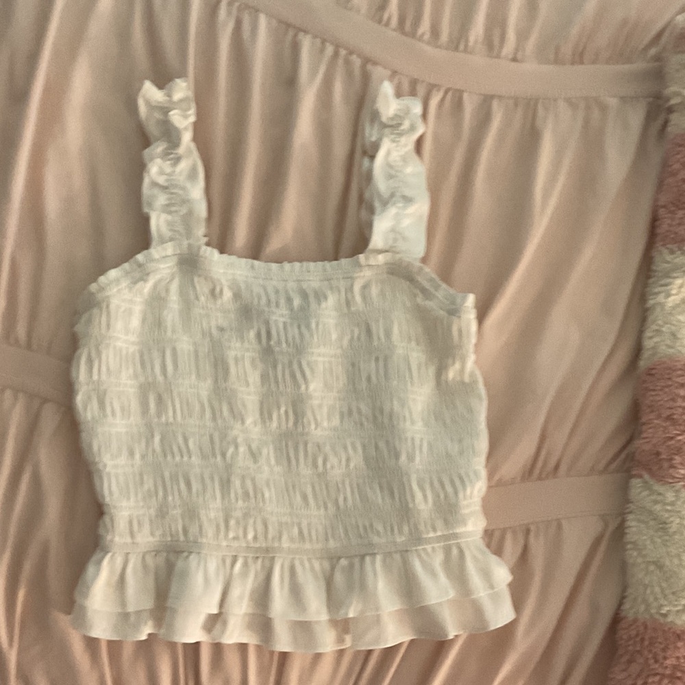 Aqua White Ruffled Top